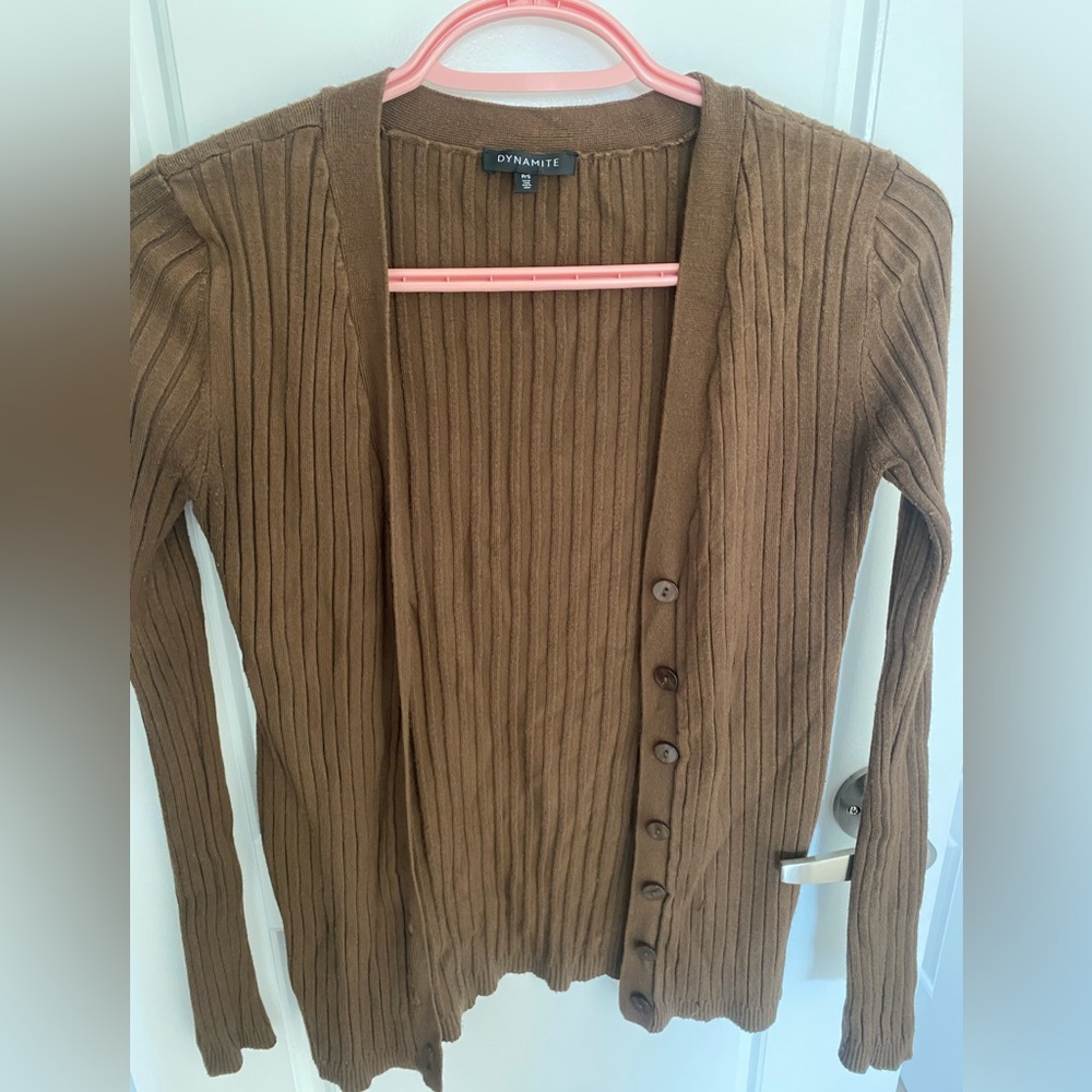 Dynamite olive  Ribbed Cardigan